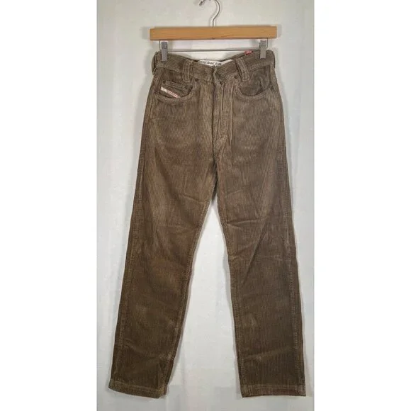 RARE 90s DIESEL Silver Saddle Mens Size 26 Tan Fat Cord Jean NOS with Tags Italy